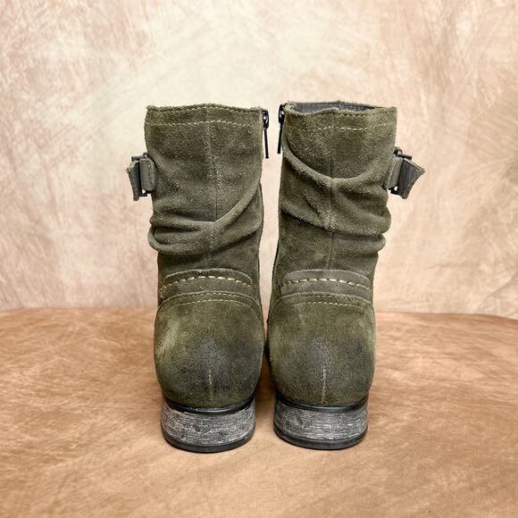 Earth Beaufort Wide Slouch Ankle Boots Olive Green Suede Leather Women's 7D Boho - Picture 4 of 12